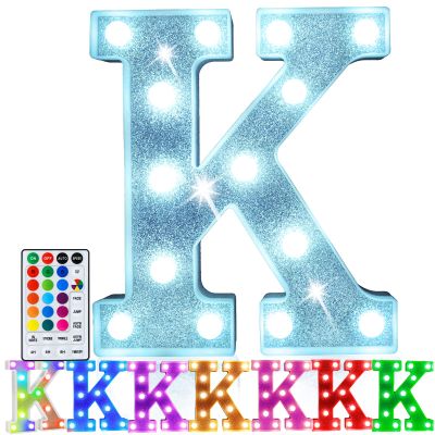 Pooqla Colorful Light Up Letter KMarquee Letters with Remote Room Decor