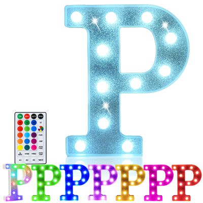 Pooqla Colorful Light Up Letter PMarquee Letters with Remote Room Decor