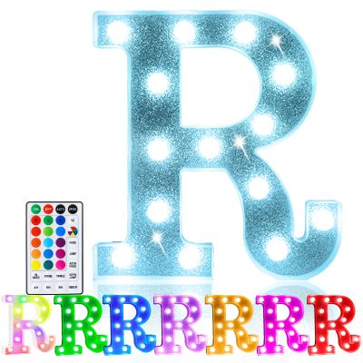 Pooqla Colorful Light Up Letter RMarquee Letters with Remote Room Decor