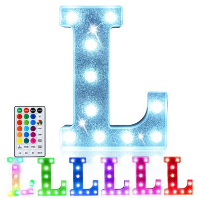 Pooqla Colorful Light Up Letter LMarquee Letters with Remote Room Decor