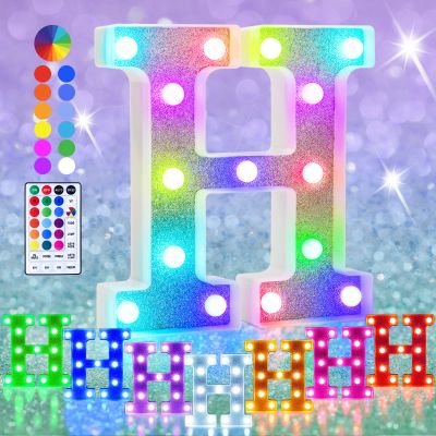 Pooqla Colorful Light Up Letter HMarquee Letters with Remote Room Decor