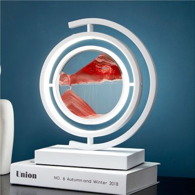LFFH 3D Moving Sand Art,LED Art Decorative Sand Paintings Night Light Artist Ornament Glass Deep Sea Sand Scene Dynamic Display (Color : Red, Size : 20.2x30.6cm)