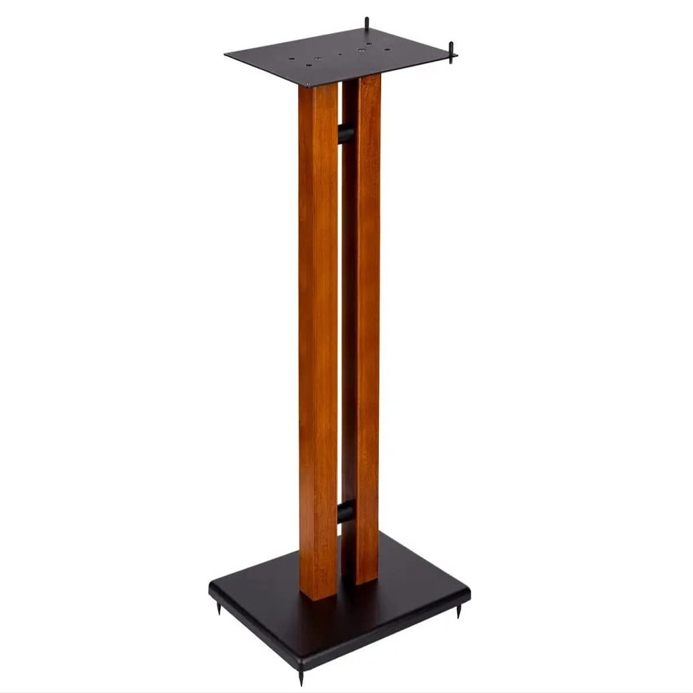 Monolith 32in Cherry Wood Speaker Stand with Adjustable Top Plate, Cherry (Each) Hold Speakers Weighing Up to 75 Pounds, Perfect for Center or Bookshelf Speakers