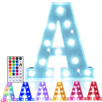 Pooqla Colorful Light Up Letter AMarquee Letters with Remote Room Decor