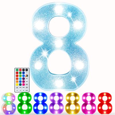 Pooqla Colorful Light Up Number 818th Birthday Decorations for Girls Boys