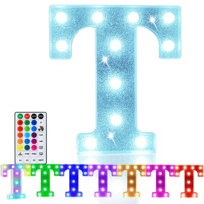 Pooqla Colorful Light Up Letter TMarquee Letters with Remote Room Decor