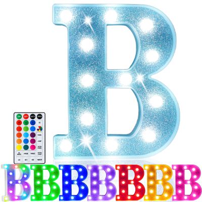 Pooqla Colorful Light Up Letter BMarquee Letters with Remote Room Decor