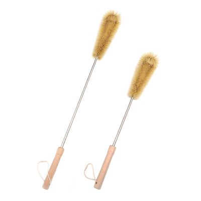 UPTALY 24 inch Extra Long Bristle Brush with 19 inch Bottle Brush, Beech Wood Handle, Bendable Washing Brush with Extended Handle, Big Water Jar Brush with Stainless Steel Pole