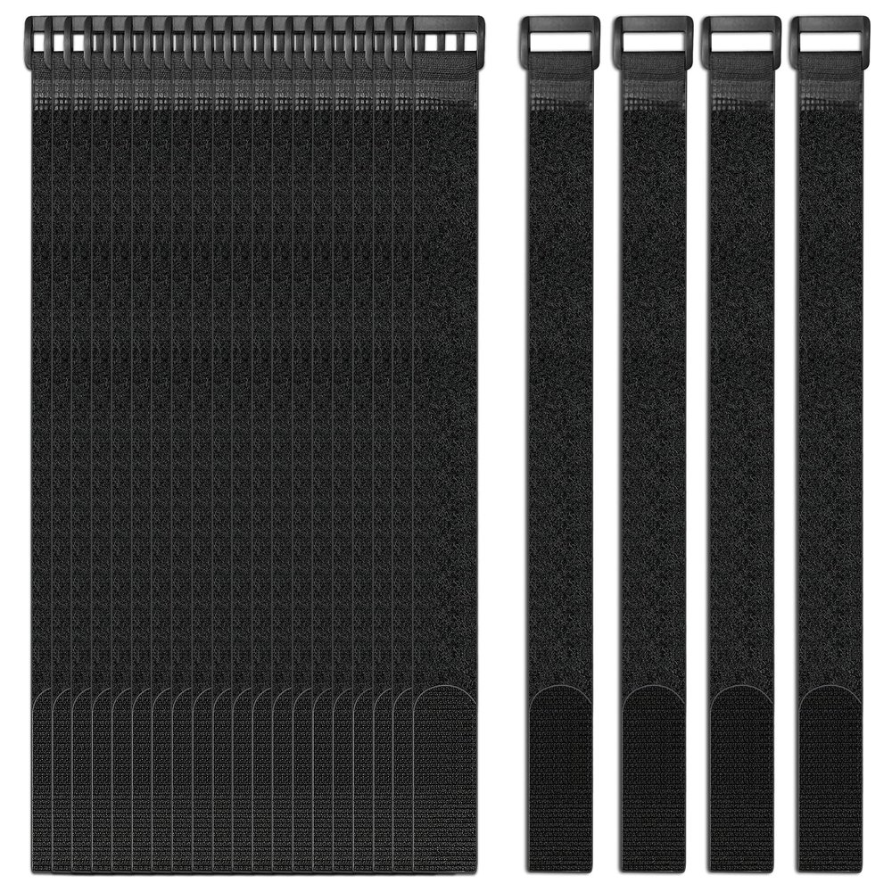 24 Pack Hook and Loop Straps Reusable Fastening Cable Straps MultiPurpose Cinch Strap Management Cord Organizer Securing Straps Nylon Cable Cable Organizer for Home, Office and Data Centers (1"x20")