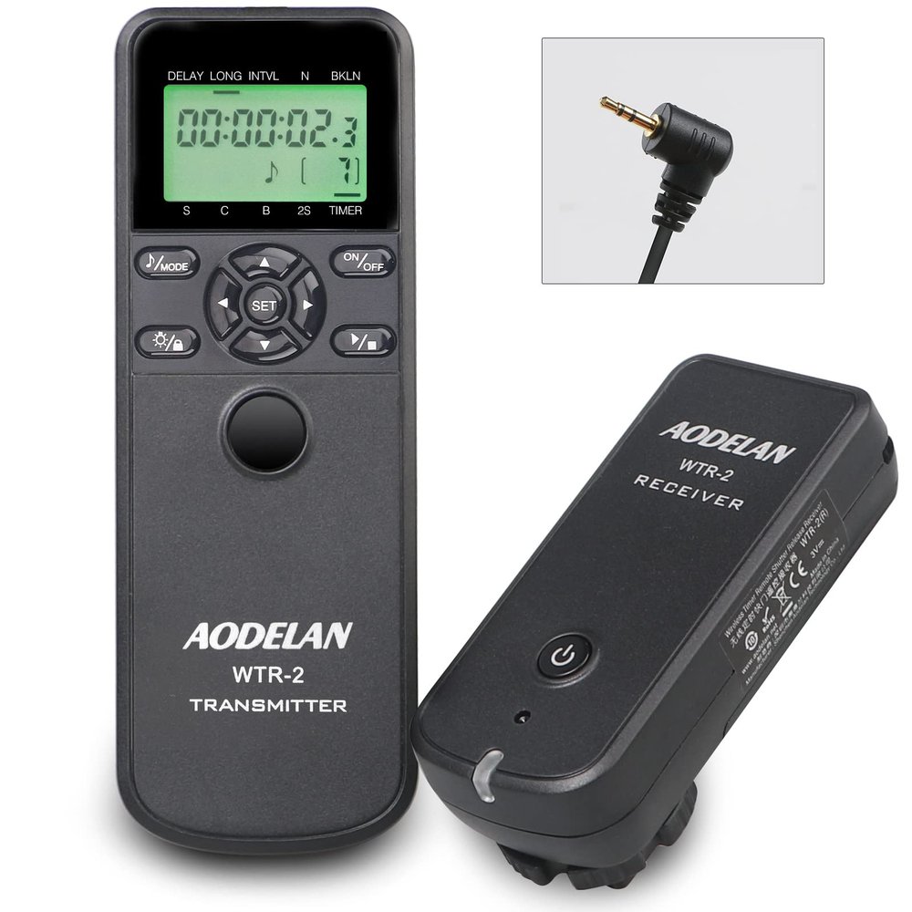 AODELAN Intervalometer Timer Remote Control - Camera Wireless Shutter Release for Canon EOSR RP R6 Ra 90D 250D 200D 850D ; for Olympus E-M1X E-M1 II E-M1 III; for Fujifilm GFX100 GFX50R XT3 XT4 XT30