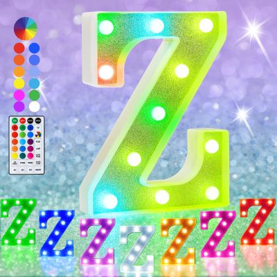 Pooqla Colorful Light Up Letter ZMarquee Letters with Remote Room Decor