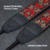 Padwa Lifestyle Camera Strap - 2" Wide Red Vintage Jacquard Embroidery Flower Camera Straps with Genuine Leather Head, Adjustable Neck Shoulder Strap for All Cameras and Men & Women Photographers view 2