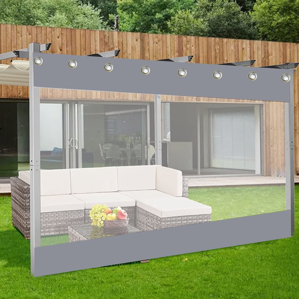 Clear Tarp Curtains,PVC Heavy Duty Waterproof Tarpaulin with Grommets,Transparent Tarp Side Panels for Pergola Porch Patio Gazebo,Weatherproof/Tear Resistant Side Curtains,WH-1.53.3m(4.9 * 1.8ft)