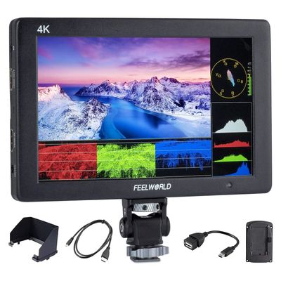 FEELWORLD T7 Plus 7" Aluminum Housing 3D LUT On-Camera Field Monitor with Waveform Histogram vectorscope with 4K HDMI Input/Output IPS 1920x1200 with Peaking Focus False Colors
