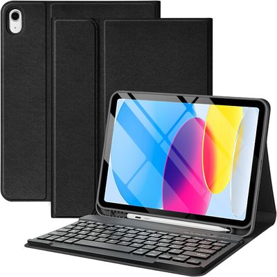 COO for iPad A16 11th 10th Generation Case with Keyboard, Detachable Wireless Bluetooth Keyboard Case with Pencil Holder for iPad 11 inch 2025 10th Gen 10.9 Inch 2022 - Black