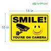 iSYFIX Smile You're on Camera Reflective Signs for Business  1 Pack 14x10 Inch  100% Rust Free .040 Aluminum Sign, Laminated for UV, Weather, Fade Resistance, Security Camera Sign for Home, CCTV view 2