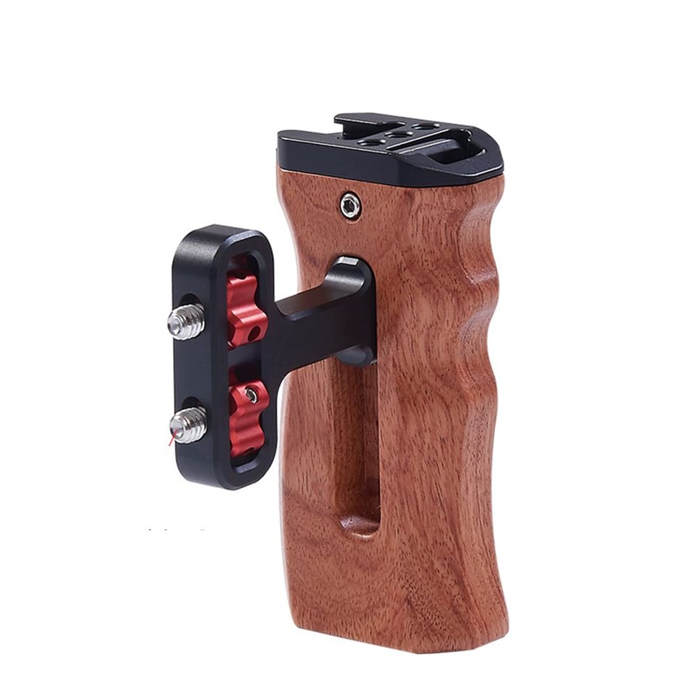 FEICHAO Universal Camera Cage Side Handle for Handle Grip 1/4 Screw Cold Shoe Micro Video Flash Light (Wooden)