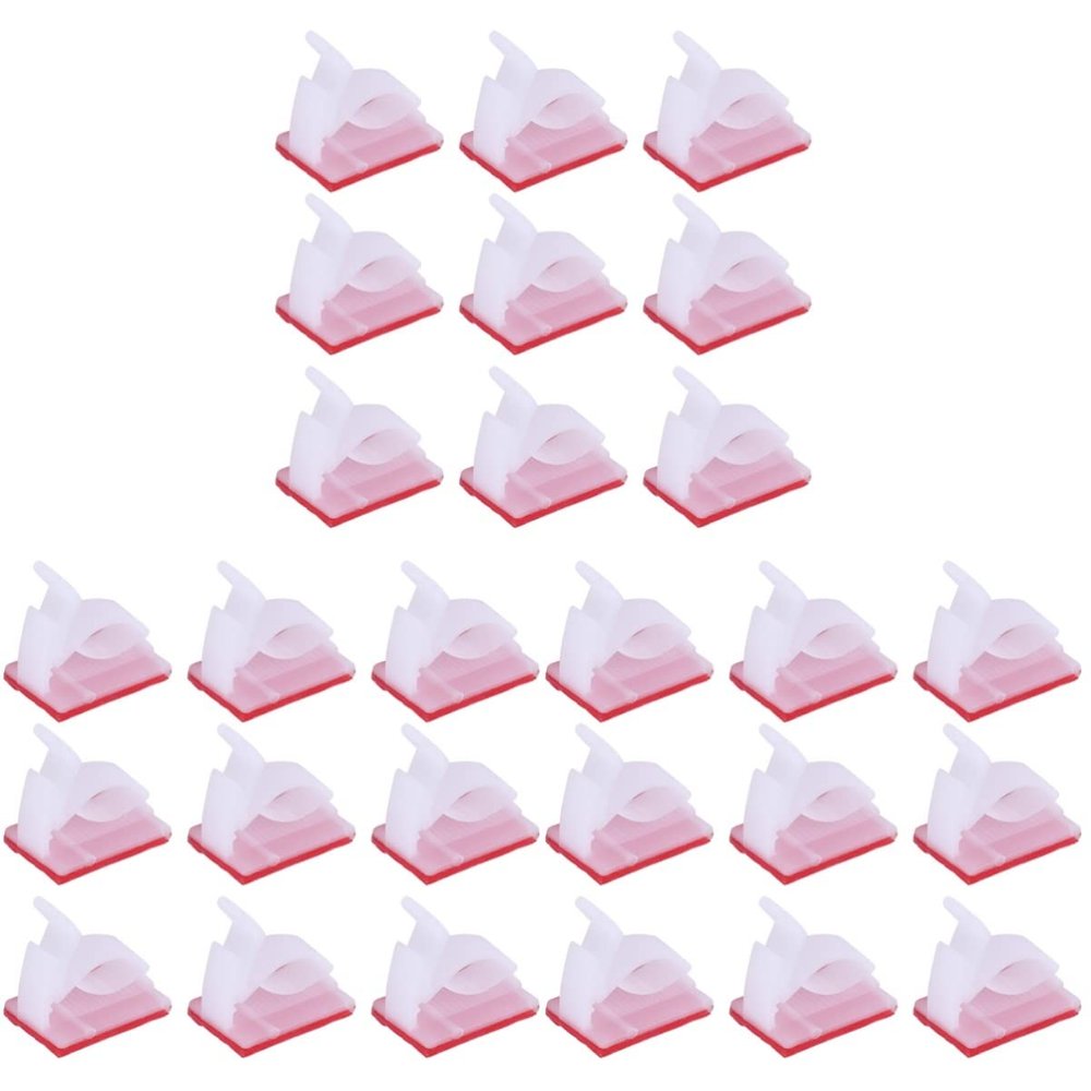 VICASKY 300pcs Adjustable Acrylic Wire Clips for Self-Adhesive Organizers for Use Compatible White