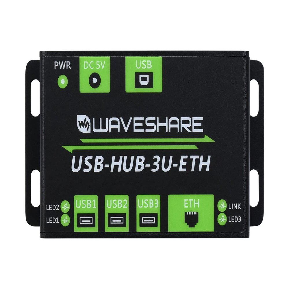 Waveshare Industrial Grade Multifunctional USB HUB Extending 3X USB Ports + 100M Ethernet Port Suitable for Industrial/Office Environments Requiring Higher Level Device Without Power Supply
