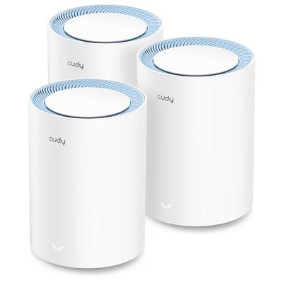 Cudy M1200 3-Pack AC1200 Whole Home Mesh WiFi System, 2.4GHz 5GHz Dual Band WiFi Router, Range Extender and Router, VPN, IPv6, DDNS