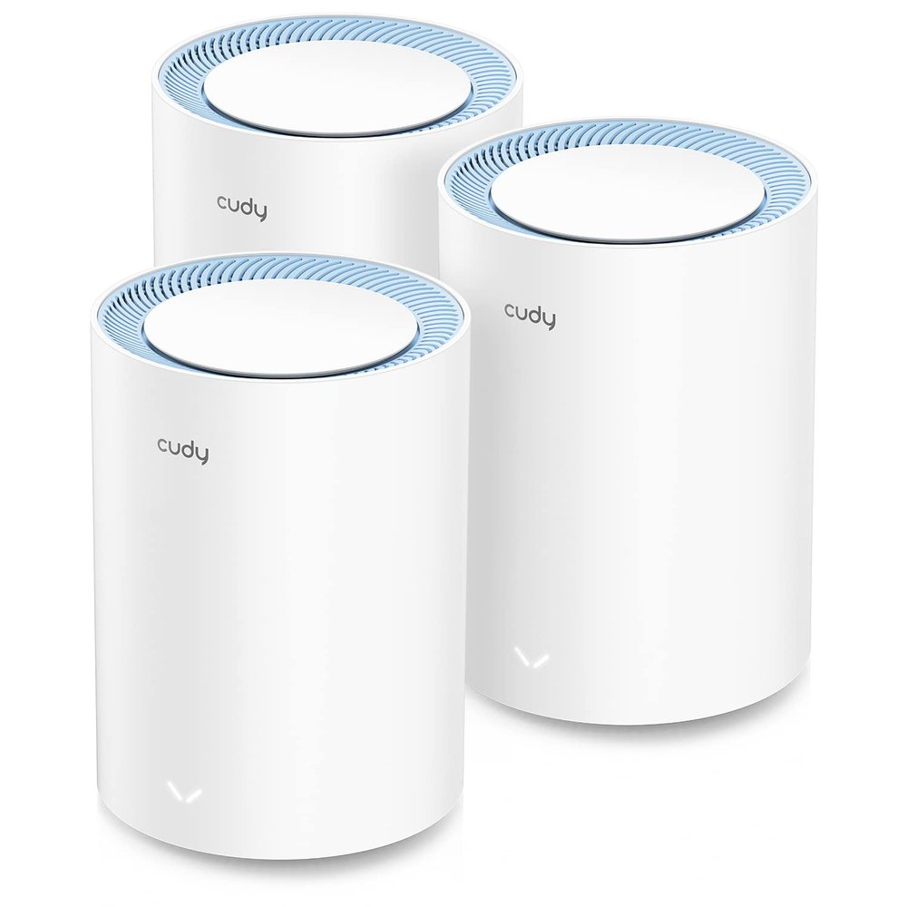 Cudy M1200 3-Pack AC1200 Whole Home Mesh WiFi System, 2.4GHz 5GHz Dual Band WiFi Router, Range Extender and Router, VPN, IPv6, DDNS