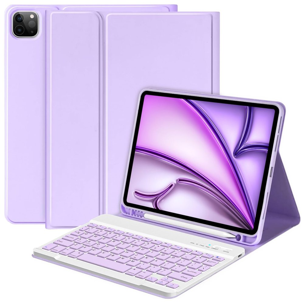 CC Store Keyboard Case for iPad Air 11-inch (M2) 2024,for iPad Air 5th/4th Gen,for iPad Pro 11" 4th/3rd/2nd/1st Gen,Detachable Bluetooth Keyboard and Pencil Holder,Multi-Angle Adjustment(Purple)
