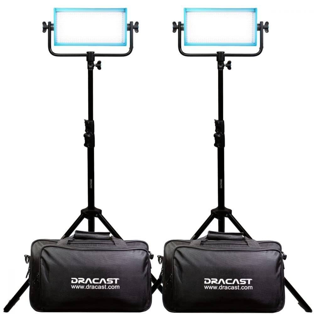 Dracast LED500 Plus Series Daylight 2 Light Kit with V-Mount and Gold Mount Battery Plates and Light Stands