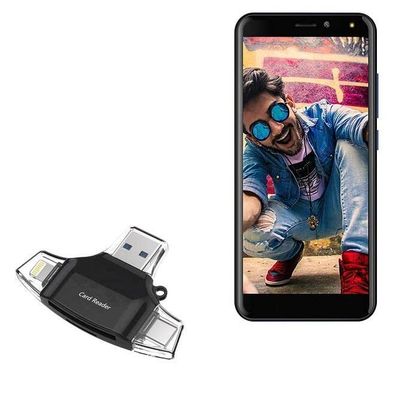 BoxWave Smart Gadget Compatible with Yezz LIV1 - AllReader SD Card Reader, microSD Card Reader SD Compact USB - Jet Black