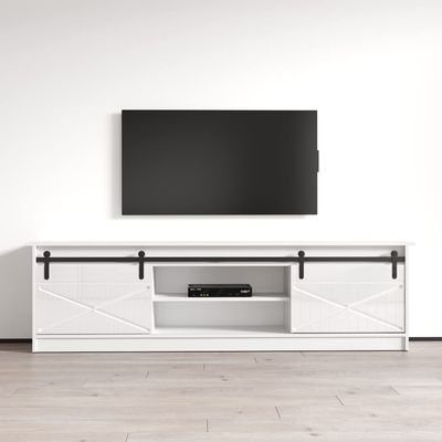 Meble Furniture Granero 01 Modern TV Stand  High-Gloss Storage Console  Fits TVs up to 90", 63.5" W x 15.7" D x 19.7" H  White