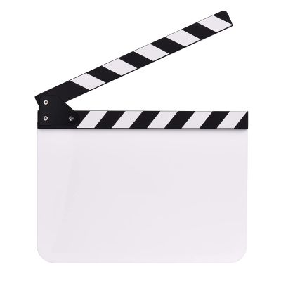 Andoer 30 x 24 cm Acrylic Film Clins Cinema Directors Clapper Board Slate Cut Action Scene Blank Clap Board Dry Erase with Multi-Coloured Sticks