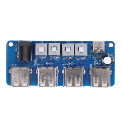 USB Hub Splitter Module, 4 Channel 5V Button Control USB Power Splitter Board USB Expander Mini USB Hub