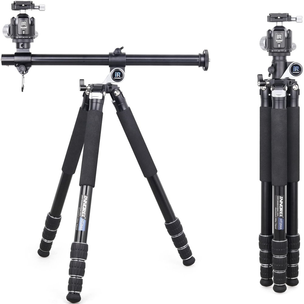 INNOREL HT284A Camera Heavy Duty Tripod CNC Aluminum Alloy Horizontal Tripod 75inch with 44mm Low Gravity Ball Head & Center Column, Multifunction Mount for Camera Video Camcorder, Max Load 44lb/20kg