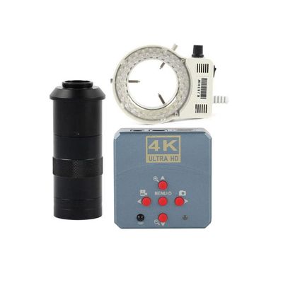 23MP 4K 1080P Ultra HD USB HDMI Digital Video Microscope Camera & 100X C-Mount Lens Whit 56-LED Adjustable Ring Light