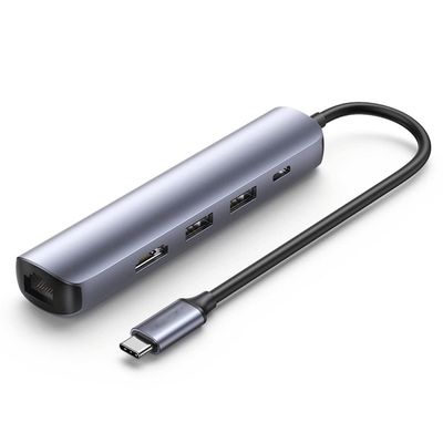 Beyori Portable USB C Hub, 5 in 1 USB Charging Hub Docking Station with 100W PD, 4K HDMI, 2 USB 3.0 Ports, 1000M Ethernet