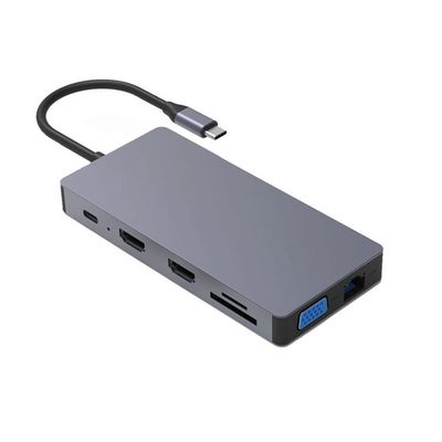 Beyori Docking Station, USB C Adapter 4K HDMI, 12 in 1 USB C Hub MultiPort Adapter Dock with 100W PD Charging, 3 USB 3.0 Ports (Color : Square Form)
