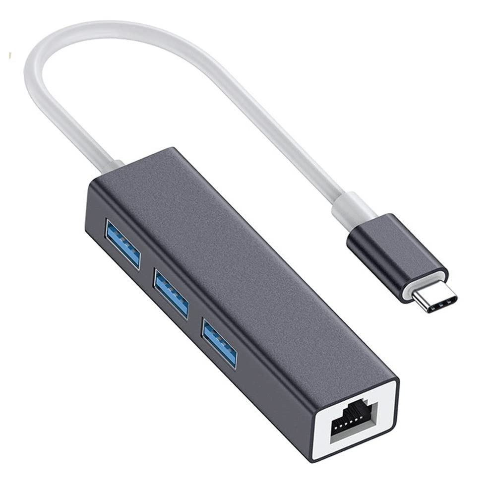 Beyori USB Hub,USB 3.0 Hub [5Gbps] with 10/100/1000M Ethernet and 3 USB 3.0 Ports for Laptop, USB Flash Drives, and Mobile HDD Silver (Color : Gray)