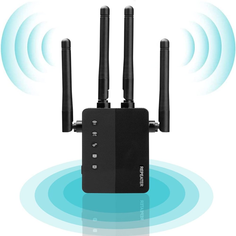 2022 WiFi Range Extender Signal Booster up to 8000sq.ft and 45 Devices, Internet Booster for Home, Wireless Internet Repeater and Signal Amplifier,4 Antennas 360 Full Coverage,Supports Ethernet Port
