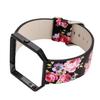 AsohsEN Women Flower Strap for Fitbit Blaze Bands, Genuine Soft Leather Replacement Wristband Bracelet Metal Frame for Fitbit Blaze Smart Fitness Watch (Black Pink +Black) view 3