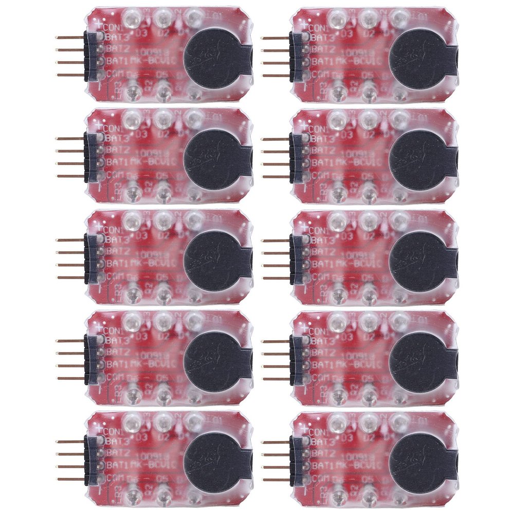 EVTSCAN 5 Pcs Lithium Battery Low Voltage Alarm Sound Light Warning Real Time Detection Battery Voltage Buzzer Alarm for 2S 3S
