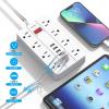 SMNICE Power Strip with USB,Surge Protector Flat Plug with 8 Widely Spaced Outlets and 6 USB Ports(1 USB C), 5ft Extension Cord Wall Mountable Phone Tablet Laptop Computer Multiple Devices view 3