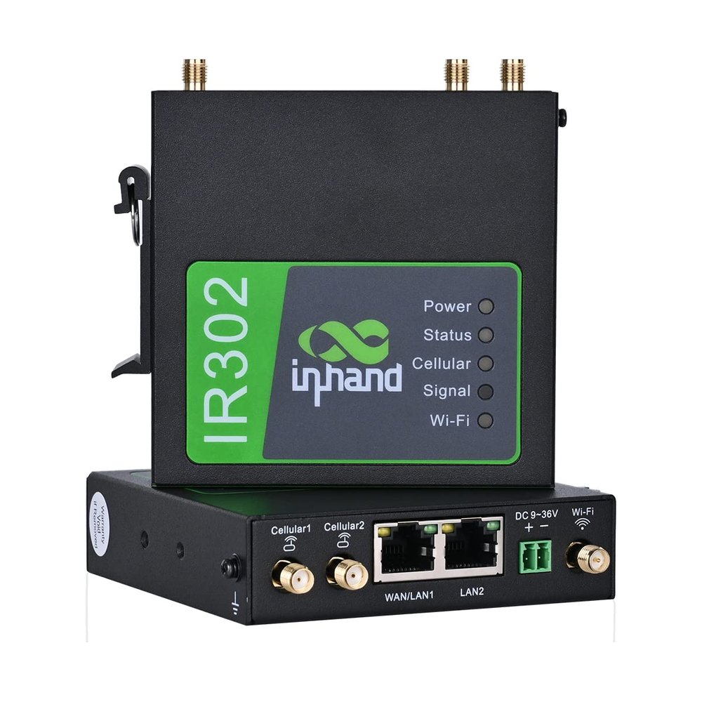 InHand Networks IR302 Industrial IoT 4G LTE VPN Cellular Router, LTE Cat 4+ Wi-Fi, Dual sim Card Slots, Management by Cloud Platform, DI/DO Port, Support T-Mobile, AT&T & Verizon, UL Certification