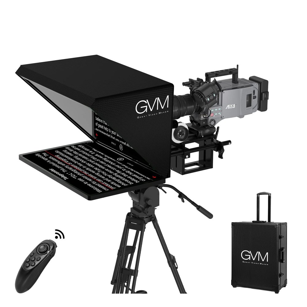 GVM Teleprompter Kit for Digital Cameras/camcorders Portable 18.5'' Teleprompter Kit with Remote Control & App,with 18.5" Android All-in-One Monitor and Carry Case