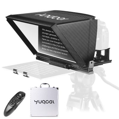 Andoer A12 Portable Camera Teleprompter Prompter for DSLR/Mirrorless Cameras Video Recording Live Streaming Interview Stage Presentation Speech with Remote Control Carry Case