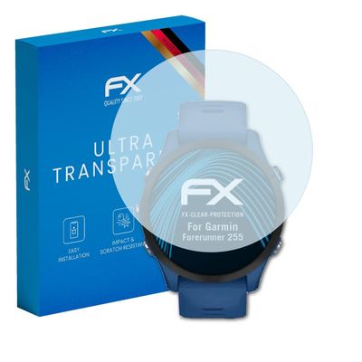 atFoliX Screen Protection Film compatible with Garmin Forerunner 255 Screen Protector, ultra-clear FX Protective Film (3X)
