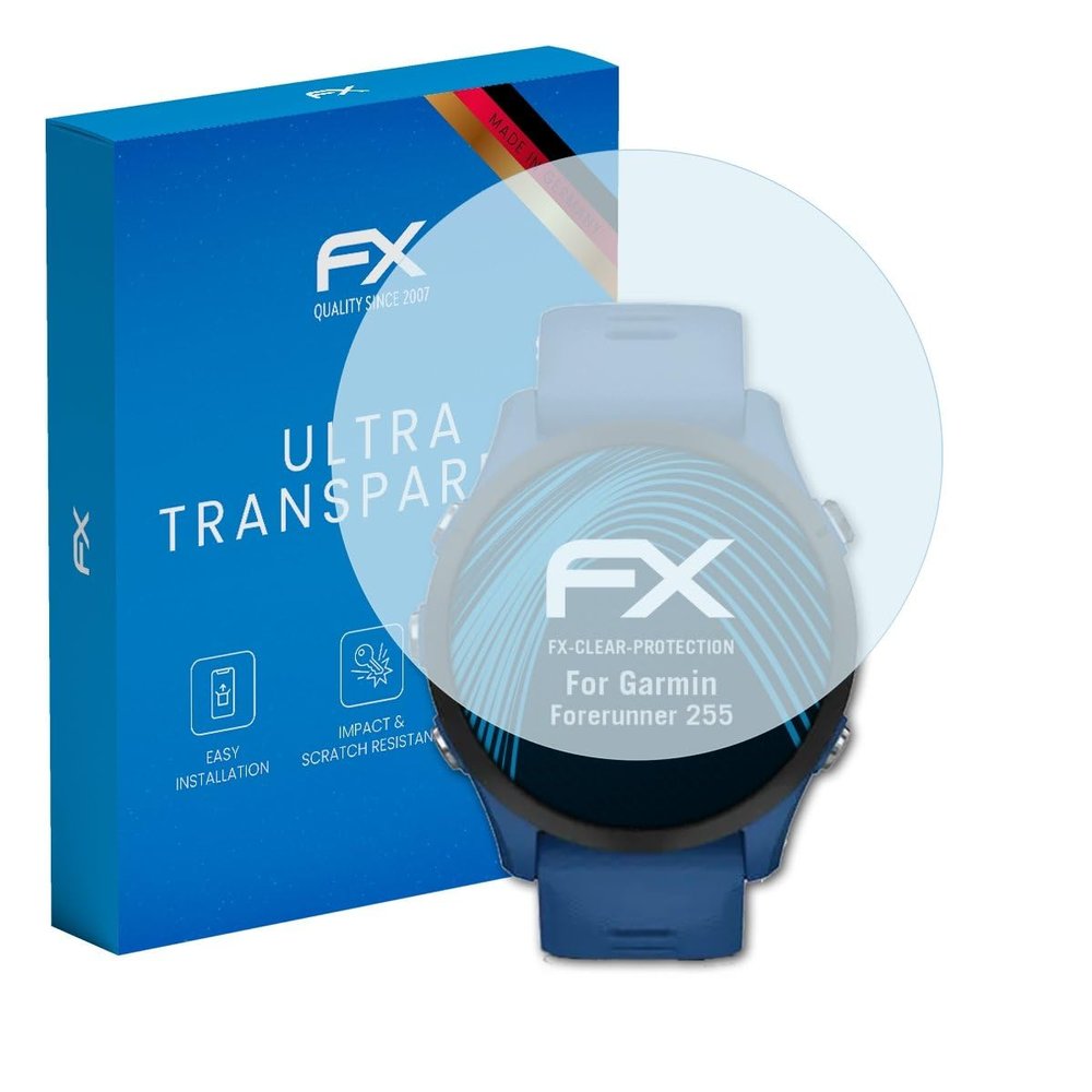 atFoliX Screen Protection Film compatible with Garmin Forerunner 255 Screen Protector, ultra-clear FX Protective Film (3X)