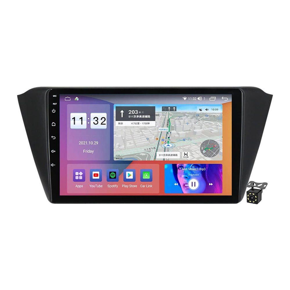 Car Stereo Radio Multimedia Player for Skoda Fabia 2015-2019 Android 11 9 Inch Autoradio Supports GPS Navigation/SWC/Carplay/BT/4G/Wifi/Cooling Fan+Backup Camera,M300s/3+32g