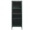Modern Tempered Fluted Glass & Steel Tower Cabinet with 1 Hinged Door, 4 Adjustable Shelves, Freestanding for Bathroom, Kitchen, Living Room, Bedroom, Home Office, 22.5 x 15.75 x 63 in., Green/Gold view 3