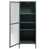 Modern Tempered Fluted Glass & Steel Tower Cabinet with 1 Hinged Door, 4 Adjustable Shelves, Freestanding for Bathroom, Kitchen, Living Room, Bedroom, Home Office, 22.5 x 15.75 x 63 in., Green/Gold view 4