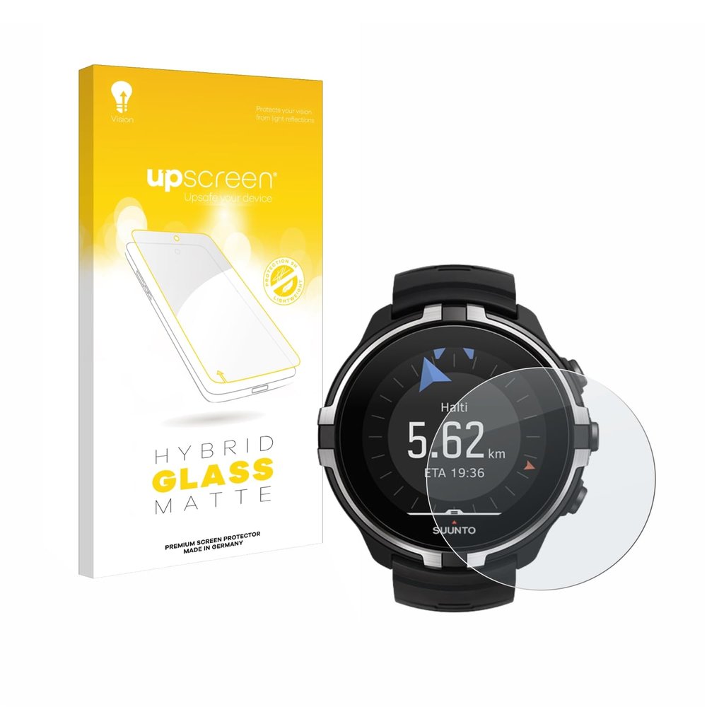 upscreen Matte Screen Protector Glass Film compatible with Suunto Spartan Sport Wrist HR Baro Stealth - Anti-Glare, 9H Glass Protection