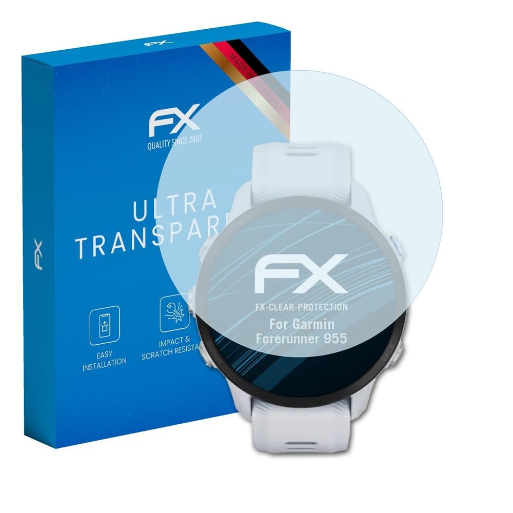 atFoliX Screen Protection Film compatible with Garmin Forerunner 955 Screen Protector, ultra-clear FX Protective Film (3X)